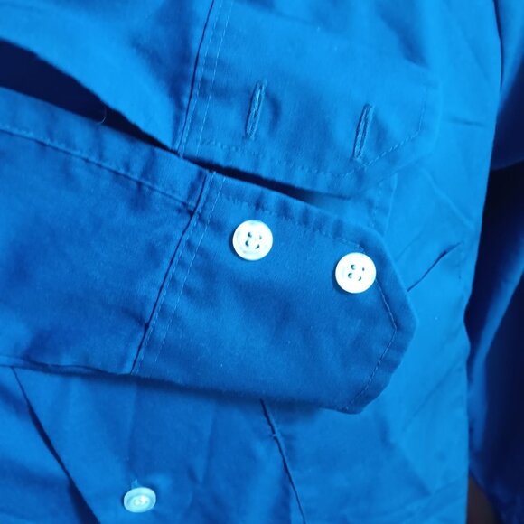 Vintage Men's Oxford Shirt Medium 1970's Button-Up Lawyer Preppy Indie Band BLue - Picture 3 of 5